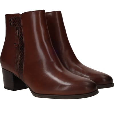 Tamaris - Enkellaarsjes Hak Cognac 37