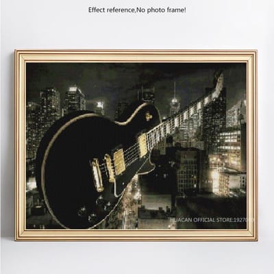 5D DIY diamant schilderij cartoon gitaar diamant borduurwerk foto van strass 20X30CM black