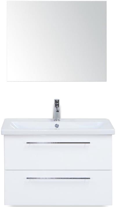 Como Badmeubelset 80 cm - Wit Hoogglans - Keramische Wastafel Wit met Spiegel