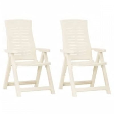 vidaXL - Opklapbare - ligstoelen, - 2 - stuks, - wit - plastic.