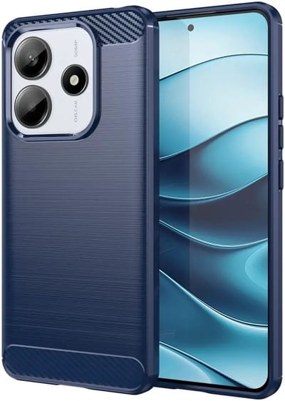Geborsteld TPU Hoesje Geschikt voor Xiaomi Redmi Note 14 5G | Beschermhoes | Back Cover | Flexibel TPU | Stijlvol Carbon | Dun | Blauw
