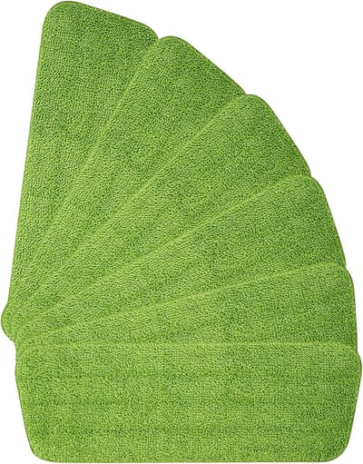 Famanu Mop Pad, 6 Stuks Dweildoeken, Microfiber Vervanging Pad, Wasbare Dweilpads,Hergebruiken microvezelpads, voor Alle Spray Mops en alle vloeren (groen)