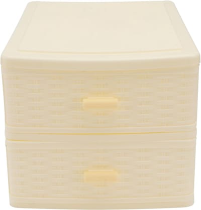 Opbergdoos Lade - Cosmetica Organizer - Bureau Opbergen - Stapelbaar Ontwerp - 21.5X15.5CM - Beige