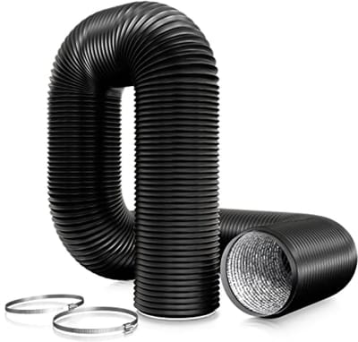PromoHome 150 mm PVC uitlaatslang 3 meter met 2 RVS slangklemmen voor mobiele airco, droger, ventilator en afzuigkap - Ventilatieslang zwart