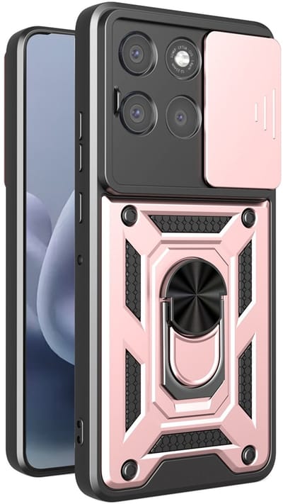 MobyDefend Hoesje - Geschikt voor Motorola Moto G86 Power - Pantsercase Met Draaibare Ring - Rosé