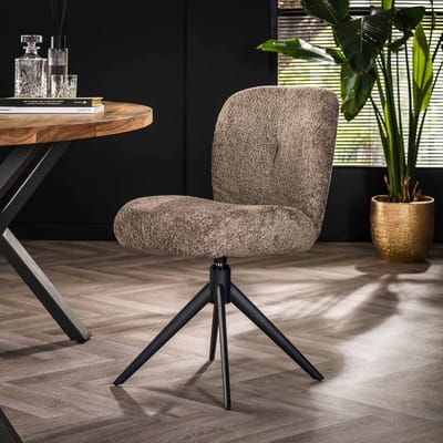 Set van 2 Draaibare Eetkamerstoelen Bouclé Lava - Zonder Armleuningen Beige