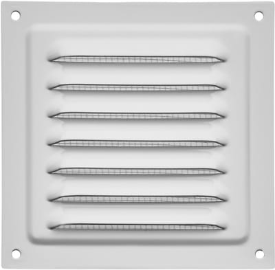 SOTECH aluminium ventilatierooster 125 x 125 mm wit met muggengaas Rookgasrooster voor opschroefbare montage