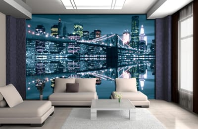 New York City Skyline Brooklyn Bridge Photo Wallcovering
