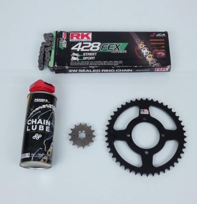 Kit chaîne FE pour moto Yamaha 125 Ybr Ed 2005 à 2006 14x45 Pas 428 Al 64mm Neuf