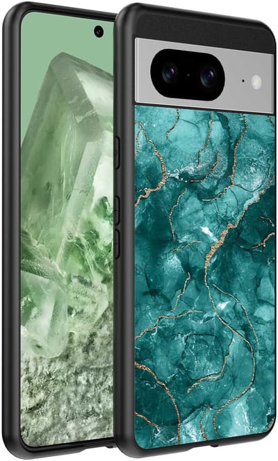Geschikt voor Google Pixel 8 Telefoonhoesje met marmer opdruk - TPU backcover case marble design - Goud Groen - Smartphonica geschikt voor Google Pixel 8