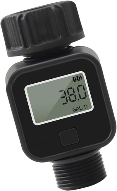Tuinslang Waterstroommeter - Digitale Meter - Waterverbruik Meten - Automatische Uitschakeling - 3/4 Inch - Zwart