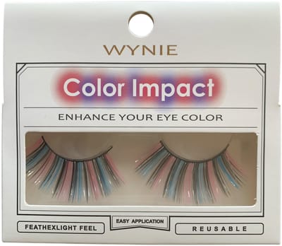 Wynie - Nep Wimpers - Valse Wimpers - Fake Lashes - Roze Zwart Blauw Zilver - 2,5 cm. lang - Zonder lijm - 1 Paar - UA153419