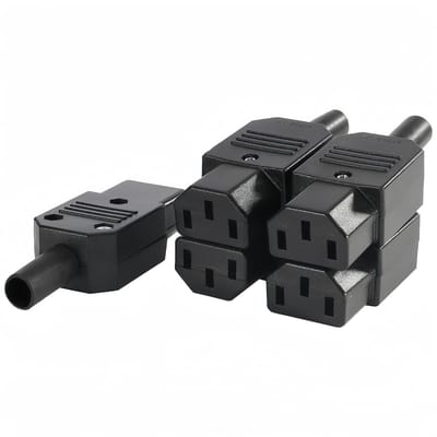 Allecto - Voedingsconnector - Inline adapterstekker - 10 A - Zwart - C13 stekker - Geschikt voor netadapter - 5 stuks