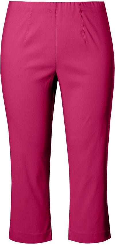 Ulla Popken - Dames - Bengalin broek kuitlang elastische tailleband stretch - Fuchsiaroze - Maat 54