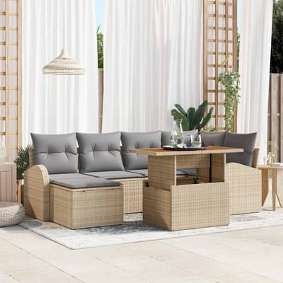vidaXL - Tuinbank - Set - 7 - st - beige - en - lichtgrijs