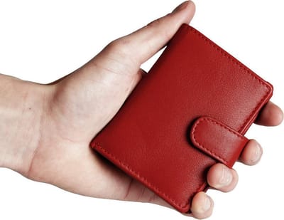 Pasjeshouder Uitschuifbaar – Rood - Leer - Creditcard Houder - RFID – Anti Skim - Muntgeld Ritsvak - Pasjeshouder