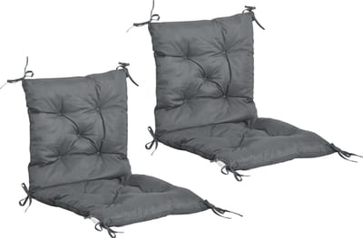 Outsunny Set van 2 kussens voor stoelen met lage rugleuning stoelkussens zitkussens tuinkussens grijs 84B-138