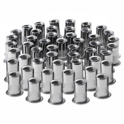 Dailygoods- Klinknagelmoer 50 Stuks - Platte Kop - Roestvrij Staal - Schroefdraadinzetstukken - Duurzaam - Corrosiebestendig - Moeren