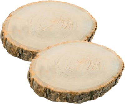 Chaks Decoratie boomschijf met schors - 2x - hout - D30 x H2 cm - rond - Onderborden/kaarsenplateaus