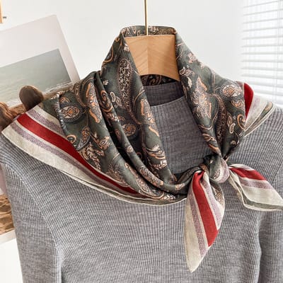 Sjaal vierkante sjaal van 70x70 cm voor dames - Landelijke stijl - Nekbeschermende sjaal - Dunne driehoekige hoofdsjaal/sjaal-Stijl 43