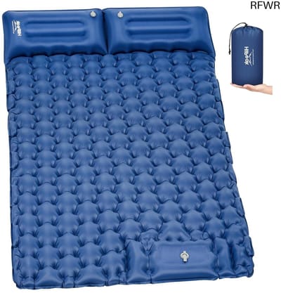 RFWR® Zelfopblazende slaapmat voor 2 personen - 120 x 200 cm - ultralichte campingmat met hoofdkussen - ideaal voor outdoor avonturen