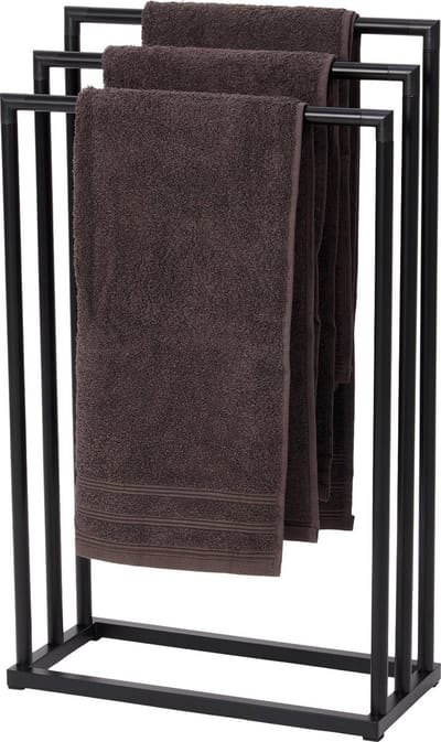 Infinity Goods Handdoekrek - Badkamer - 3 Armen - Handdoekstang - Handdoekenrek - Vrijstaand - Metaal - Mat Zwart