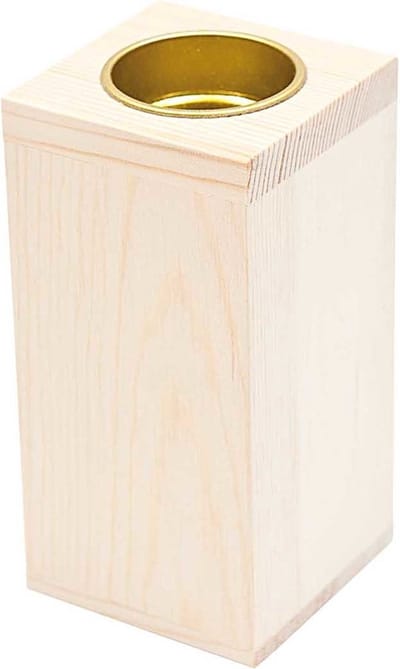 Kaarsenhouder hout 12x6x6cm