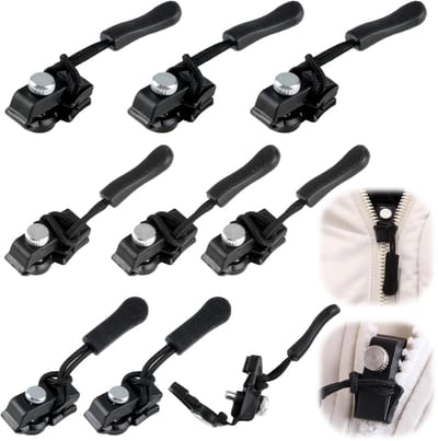Dailygoods- Reparatieset 9 Stuks - Rits Reparatieset - Kunststof/Nylon - Geschikt voor Ritsen 3-10 mm - Geen Gereedschap Nodig - Zwart