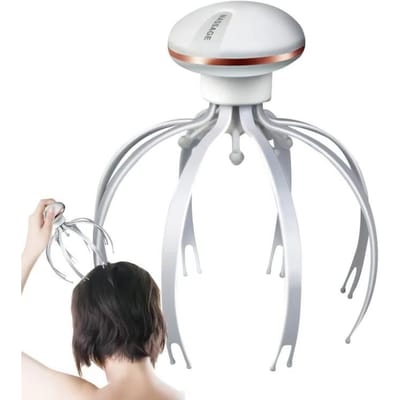 Elektrische Octopus Hoofdmassager Dubbel gebruik Draadloze Hoofdhuid Scruncher Ontspannend Stressverlichting Octopus Klauw Lichaamstool voor Hoofd Hoofdhuid USB charge goud