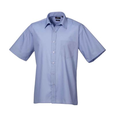 Premier Heren Poplin overhemd met korte mouwen (Middenblauw)