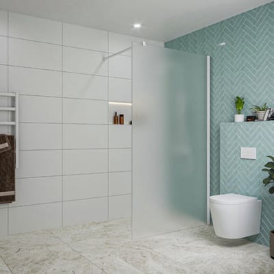 FugaFlow Eccelente Vetro inloopdouche badkamer - 110x200cm - mat glas - wandarm - mat wit
