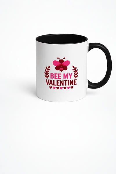 Valentijn Mok 'Bee My Valentine' - Romantisch Roze Bij & Harten Cadeau