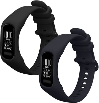 kwmobile 2x horlogebandjes geschikt voor Garmin vivosmart 5 / Smart 5 bandje - Smartwatch bandjes van TPU - Activity tracker horloge band in zwart / donkerblauw
