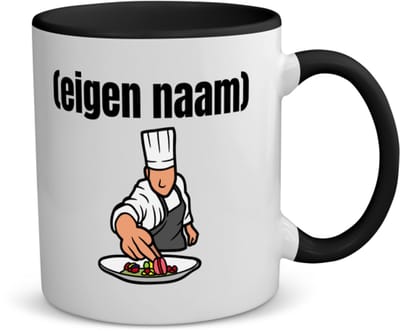 Akyol - chefkok koffiemok - theemok - zwart - Kok - iemand die goed kan koken - met eigen naam - leuk cadeau voor iemand die chefkok is - cadeau - kado - 350 ML inhoud