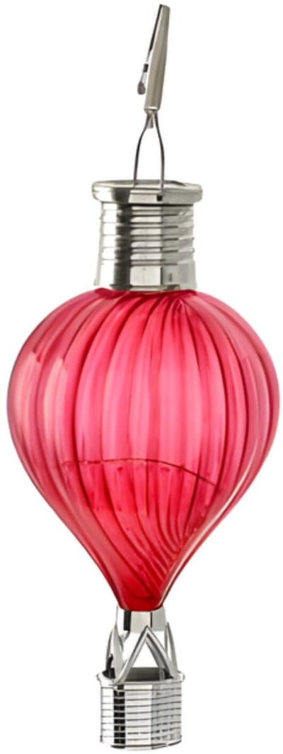 Cepewa Solar LED ballonhanger - rood - H17 cm - luchtballon - tuinverlichting/buitenlamp