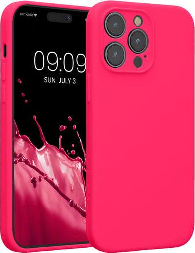 kwmobile telefoonhoesje geschikt voor Apple iPhone 14 Pro Max - TPU backcover met siliconen coating - Smartphone case in neon roze