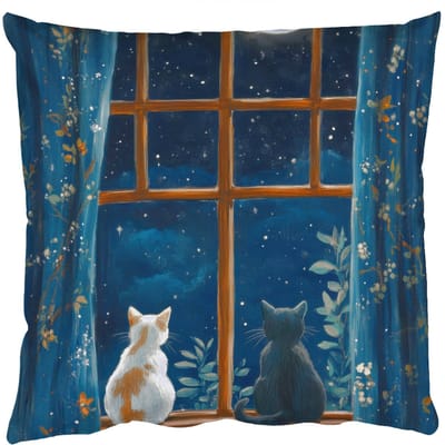 Sierkussens - Kussentjes Woonkamer - 50x50 cm - Kat - Sterrenhemel - Blauw