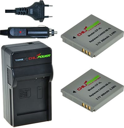2 x NB-4L accu's voor Canon - inclusief oplader en autolader - Origineel ChiliPower