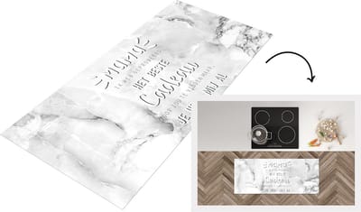 Keukenloper - Loper keuken - Spreuken - Quotes Mama Je Hebt Mij Al - Moederdag cadeautje - Mama - zwart wit - 120x50 cm - Keukenloper vinyl