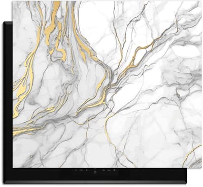 KitchenArt - Elegant Gold Marble – Inductie Beschermer - 52x35 cm - Kookplaat Beschermer - Luxe Afdekplaat Inductieplaat - Anti-slip & Oprolbaar - Beschermmat Inductiekookplaat
