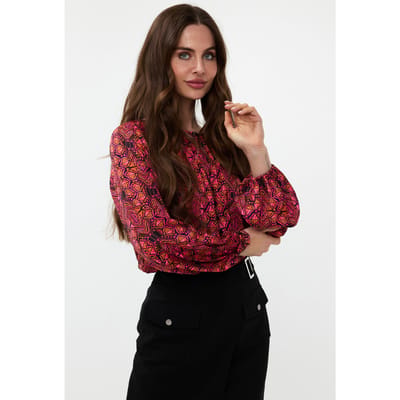 EsQualo Blouse Fancy Slve Sensation Print Maat: 36 | Longsleeves Outlet | Dames | Oranje