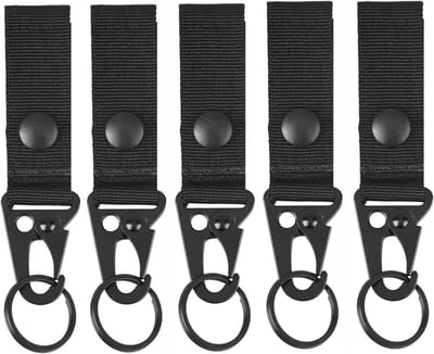 Tactische riemclip- 5 stuks Gear Karabijnhaak Clip-Outdoor Gear Clips-Opknoping Riem Karabijnhaak-Nylon Loop Gear Clip Webbing Gesp Riem -voor Wandelen Rugzak Camping Sleutelhangers