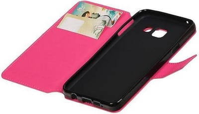 Cross Pattern TPU Bookstyle Hoesje - Wallet Case Telefoonhoesje - Geschikt voor Samsung Galaxy A3 (2016) Roze