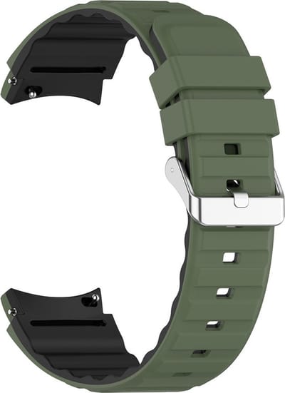 Siliconen bandje - geschikt voor Samsung Galaxy Watch 7 / Watch FE / Watch 6 / Watch 6 Classic / Watch 5 / Watch 5 Pro / Watch 4 / Watch 4 Classic - donkergroen-zwart