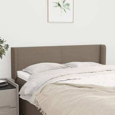 vidaXL - Hoofdbord - met - randen - 147x16x78/88 - cm - stof - taupe