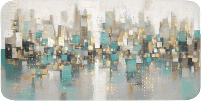 WC mat 120x60 cm - Antislip - Abstract - Blokken - Goud - Skyline - Toiletmat - Vloermat - Douchemat - Toilet tapijt - Toiletmatten