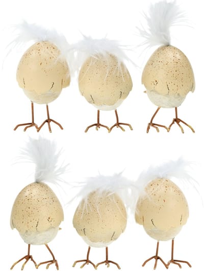 Kuiken in de eierschaal wit, creme 6cm 6st, 6 Stück