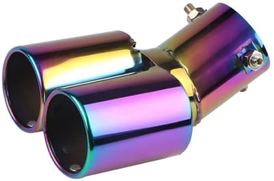 Store_7 - Roestvrij stalen auto uitlaatpijp - Geluiddemper - Dubbele uitlaat eindpijp - Zilver zwart - Geschikt voor auto - 3,8-5,3 cm