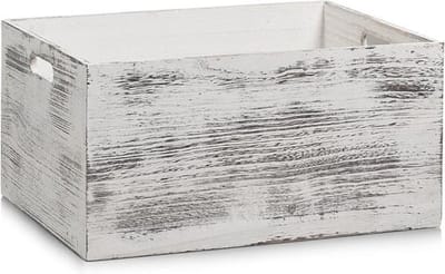Zeller - Storage Box "Rustic white", paulownia wood