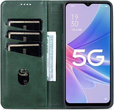 Geschikt voor Oppo A78 Wallet Book Case Hoesje Kunstleer Groen